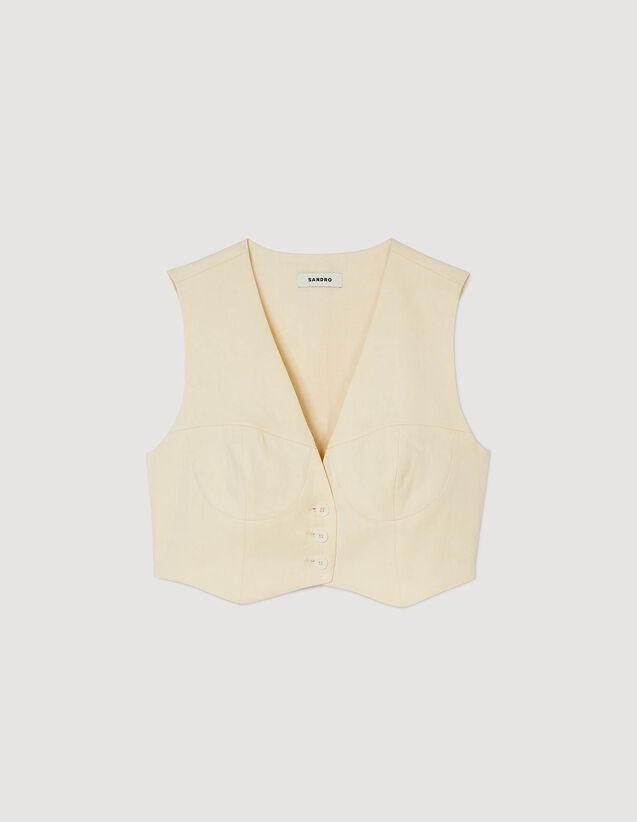 Linen Blend Jacket : Tops color Ecru