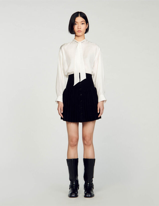 Short Velvet Knit Skirt : Skirts & Shorts color Black