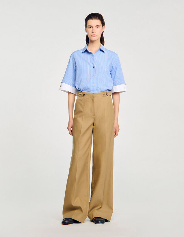 Cotton Suit Trousers - SFPPA01740 | sandro-paris.com Cotton Suit Trousers : Pants color Beige