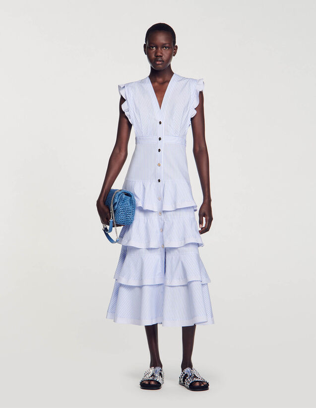 Ruffled Maxi Dress : Dresses color Blu / White