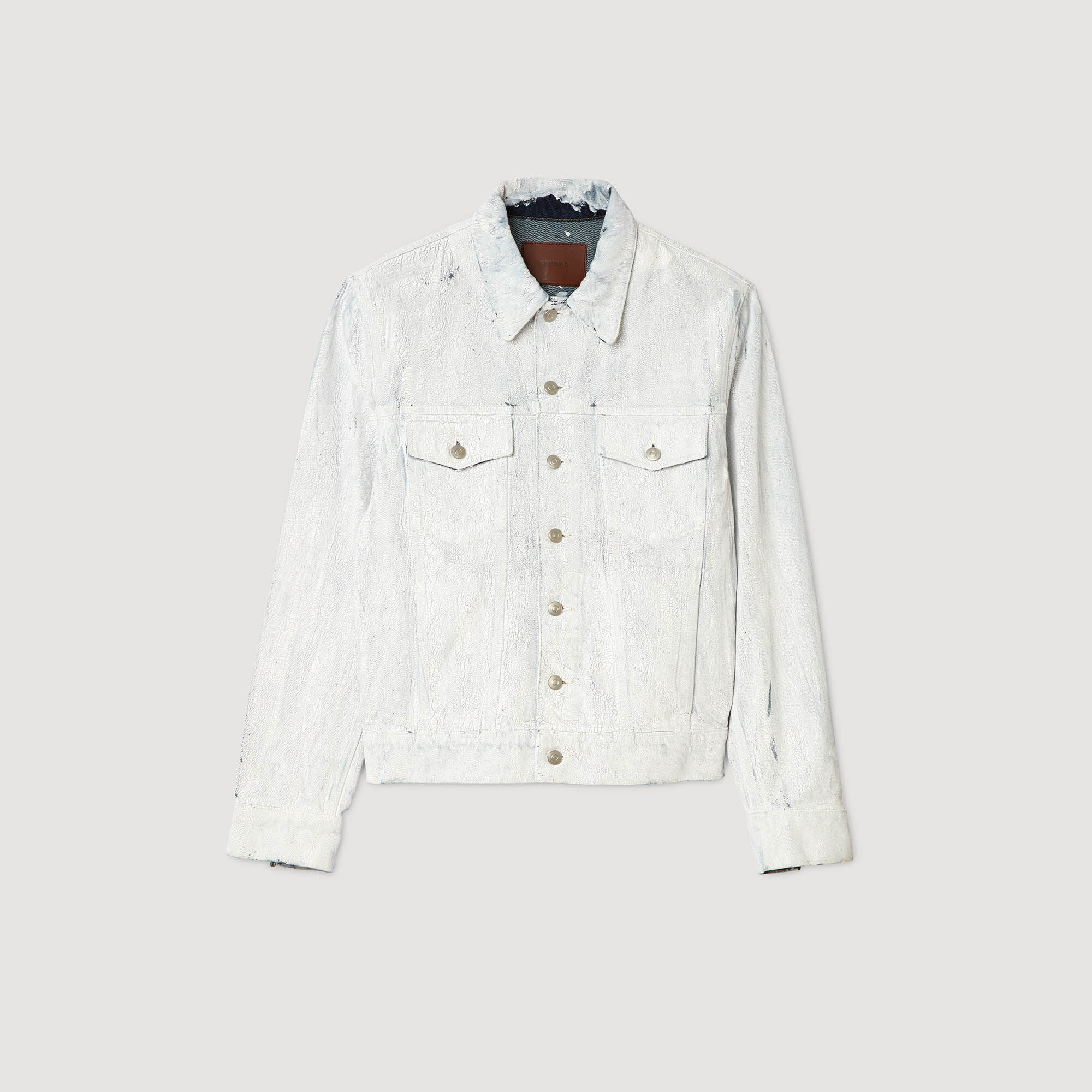 Cracked Coated Denim Jacket : Jackets & Coats color white