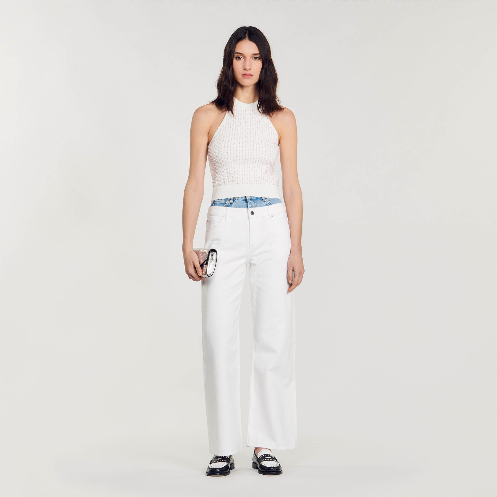 Beaded Knit Top : Sweaters & Cardigans&nbsp; color white