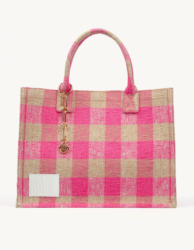 Checked Fabric Tote Bag : Others Bags color Beige / Rose