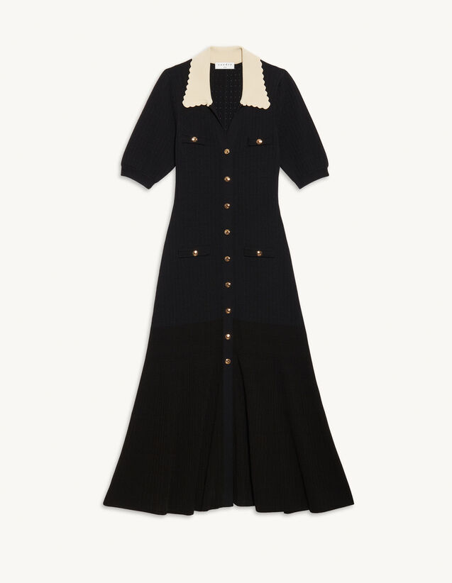 Long Knitted Dress : Dresses color Black