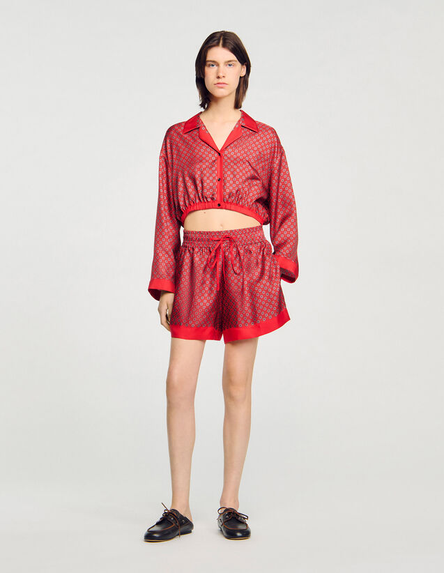 Scarf Print Shorts - SFPSH00542 | sandro-paris.com Scarf Print Shorts : Skirts & Shorts color Red / Pink