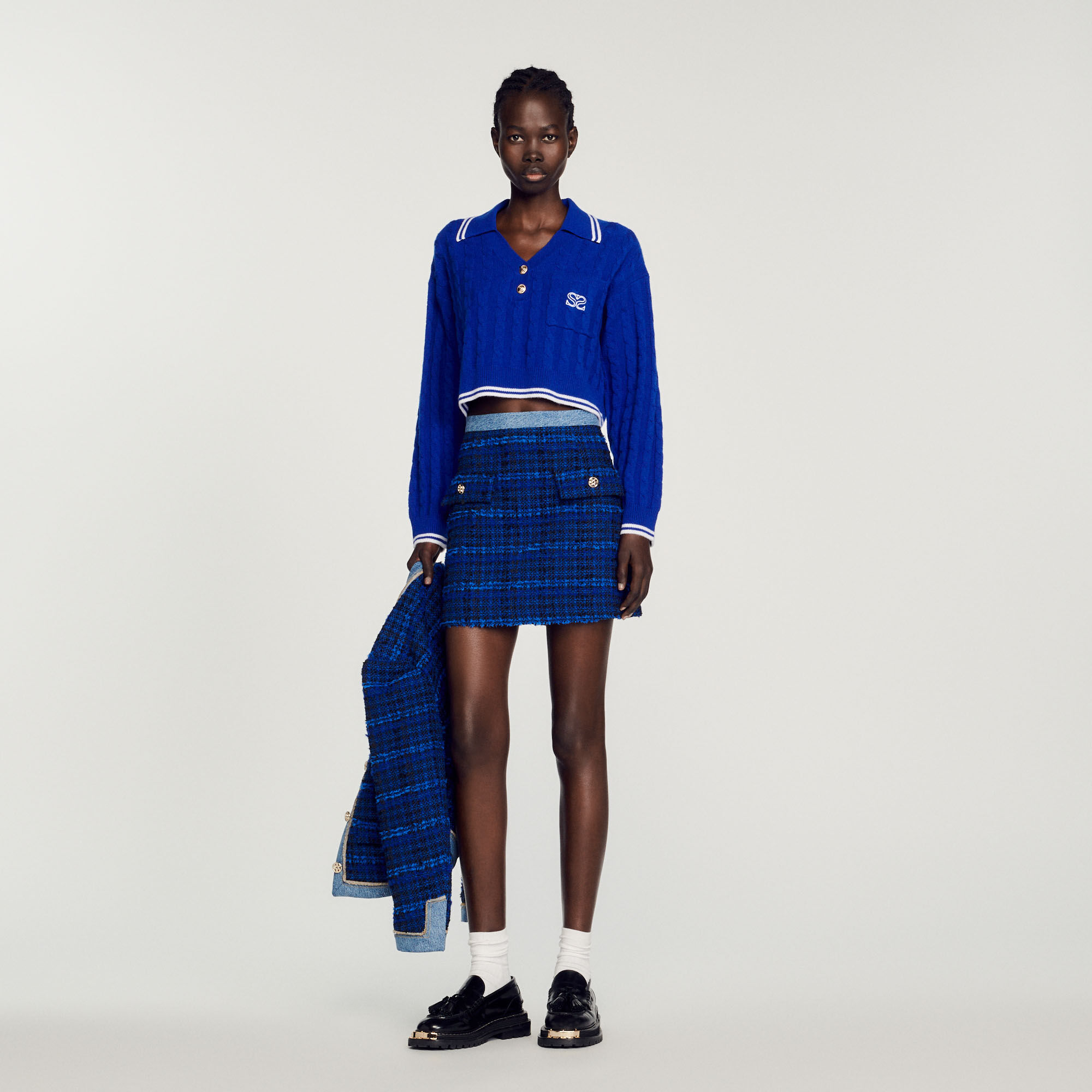 Cropped Cable Knit Sweater Sweaters Cardigans Sandro paris