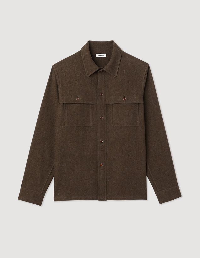 Wool Overshirt : Trench coats & Coats color Brown
