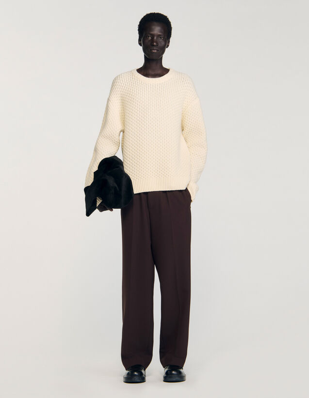 Honeycomb Stitch Wool Jumper - SHPTR00693 | sandro-paris.com Honeycomb Stitch Wool Jumper : Sweaters & Cardigans color Off white