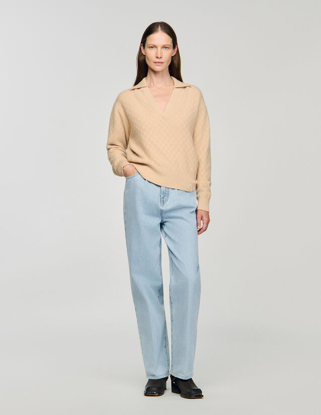 Polo-Neck Jumper - SFPPU02690 | sandro-paris.com Polo-Neck Jumper : Sweaters & Cardigans color Beige