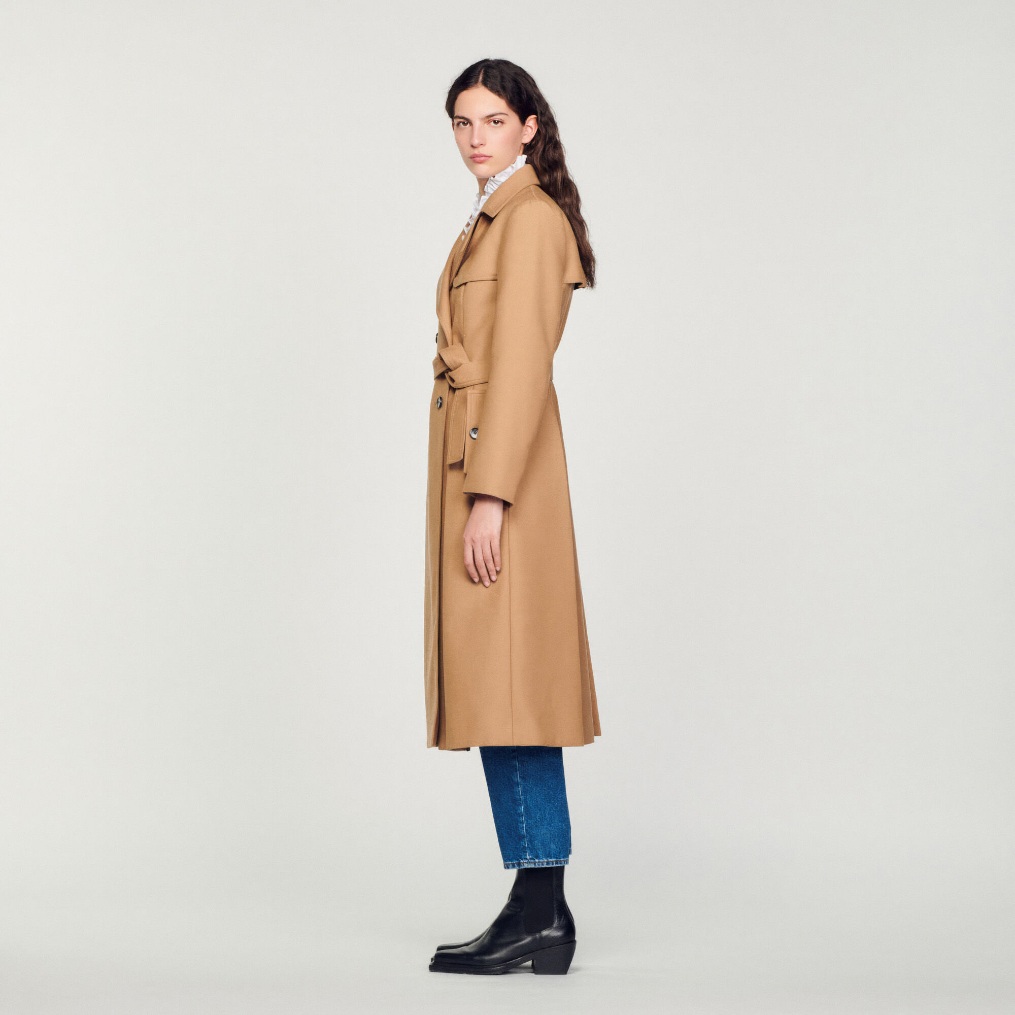 Sandro camel coat best sale
