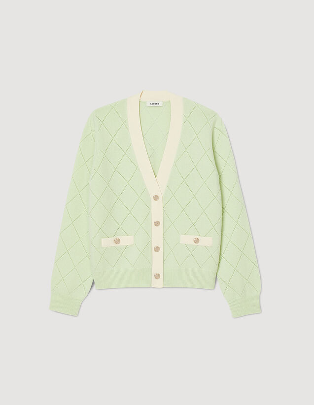 Two-Tone Cardigan : Sweaters & Cardigans color Vert Amande