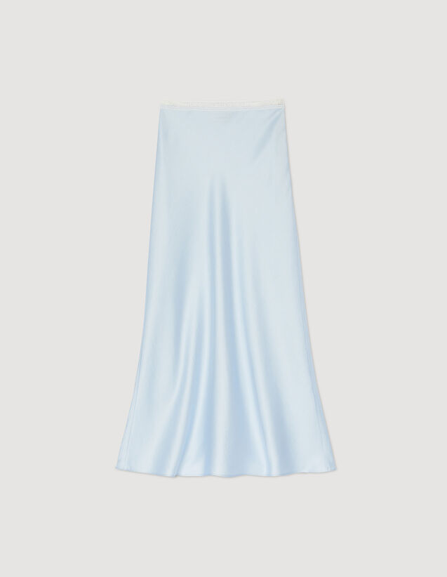 Long Satin-Effect Skirt : Skirts & Shorts color Sky Blue