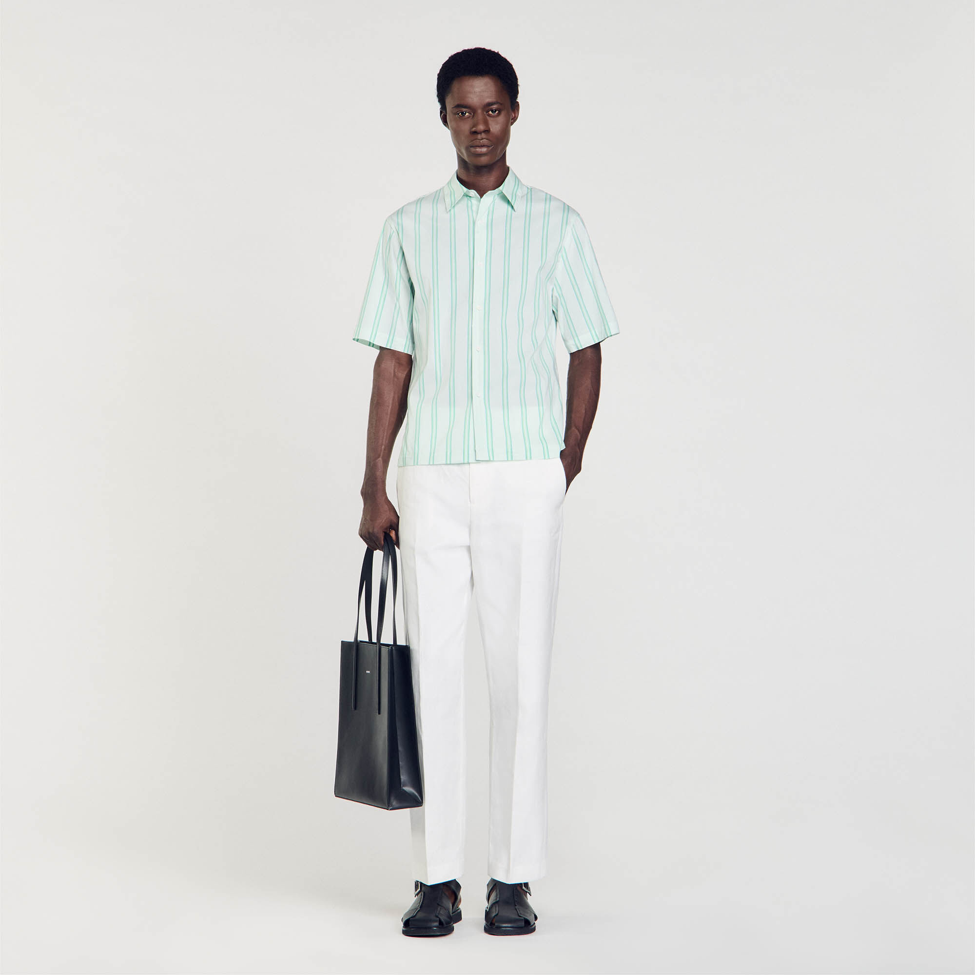 Stripy Short-Sleeved Shirt : Shirts color light green