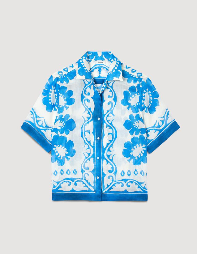 Loose-Fit Patterned Shirt : E-shop Pre-launch Collection color Blu / White