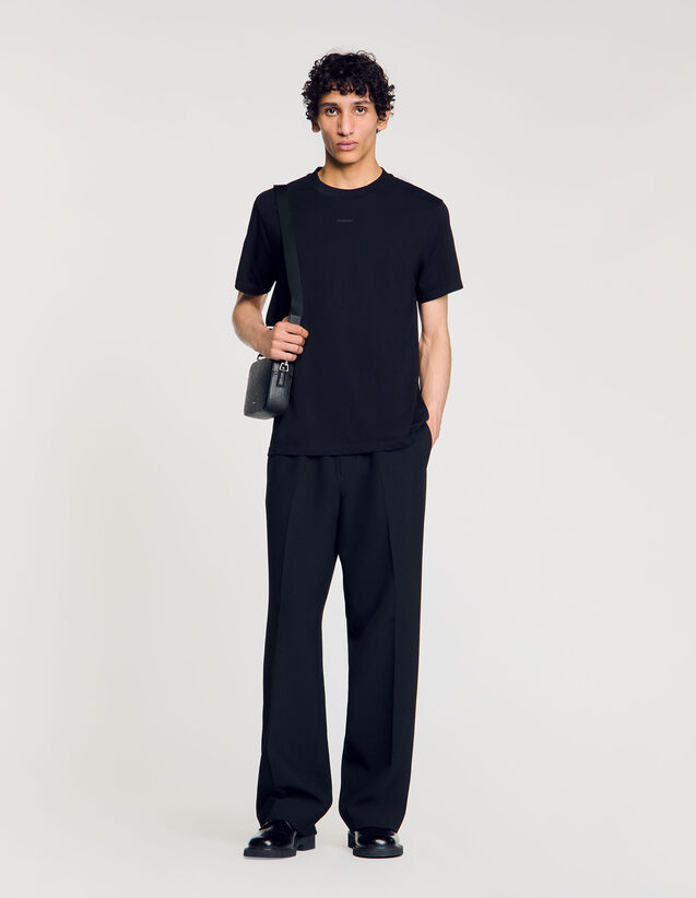 Cotton T-Shirt With Logo - SHPTS01563 | sandro-paris.com Cotton T-Shirt With Logo : T-shirts & Polo shirts color Black