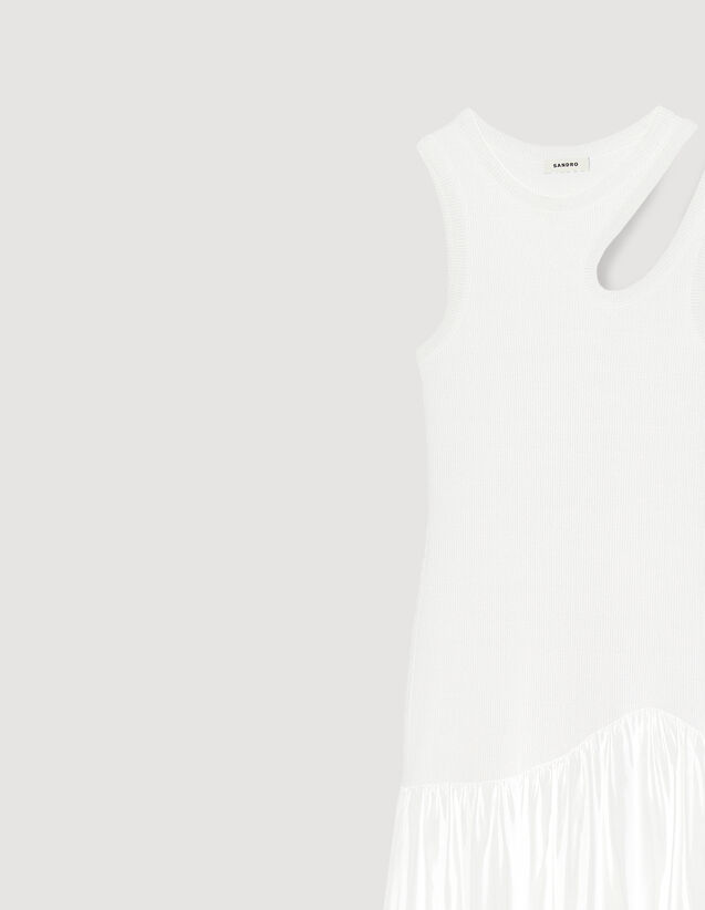 Dual-Material Maxi Dress : Dresses color white