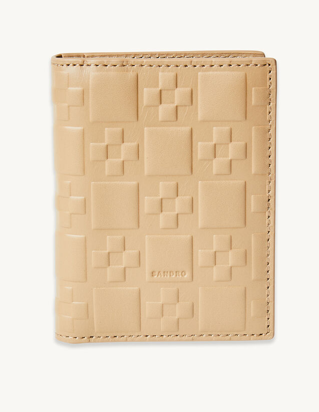Embossed Leather Vertical Card Holder : Other Accessories color Beige