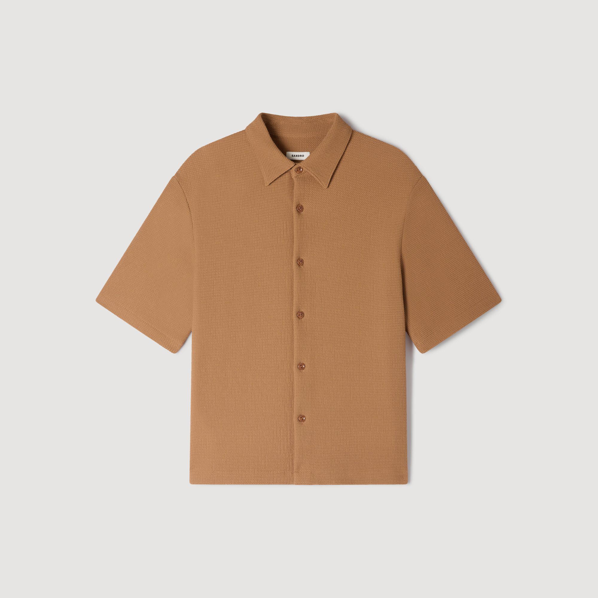 Textured Shark Collar Shirt : Shirts color Camel