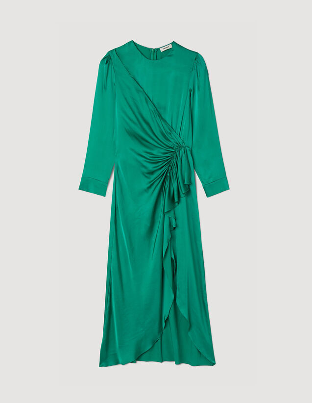 Ruffled Satin-Effect Dress : Dresses color Ecru