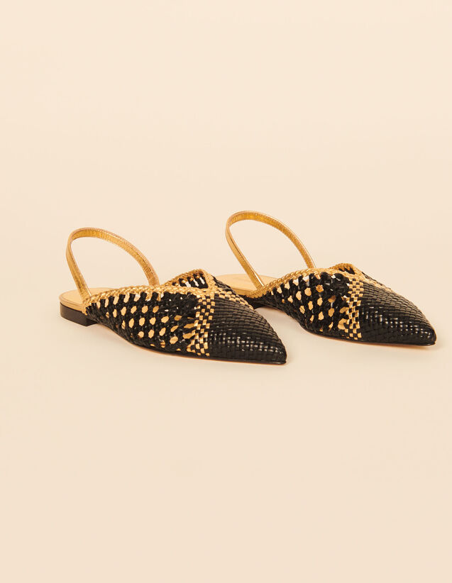 Woven Leather Slingbacks : Sandals color YELLOW/BLACK