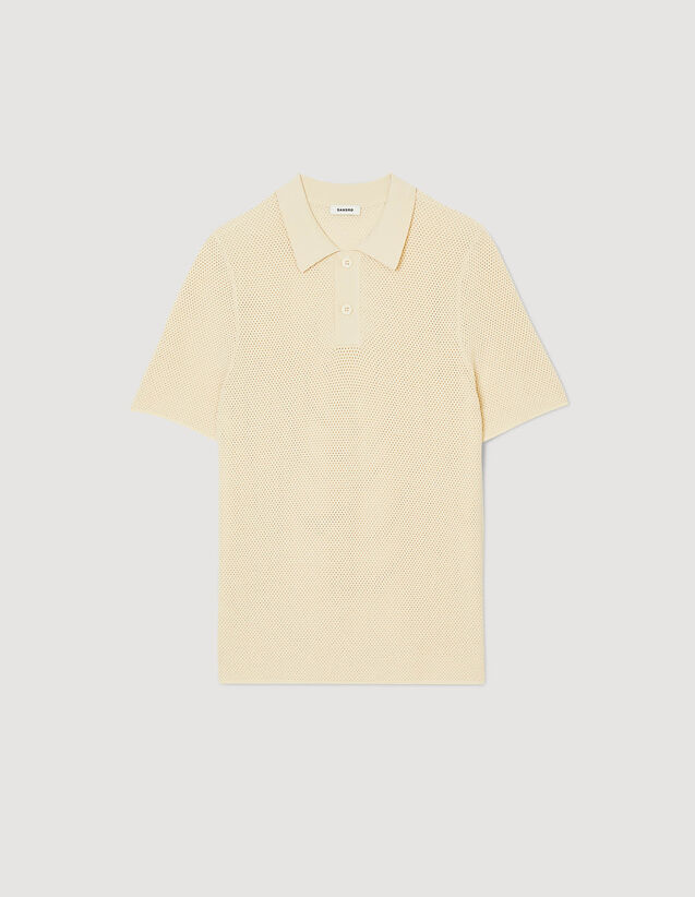 Openwork Knit Polo Shirt : T-shirts & Polo shirts color Beige