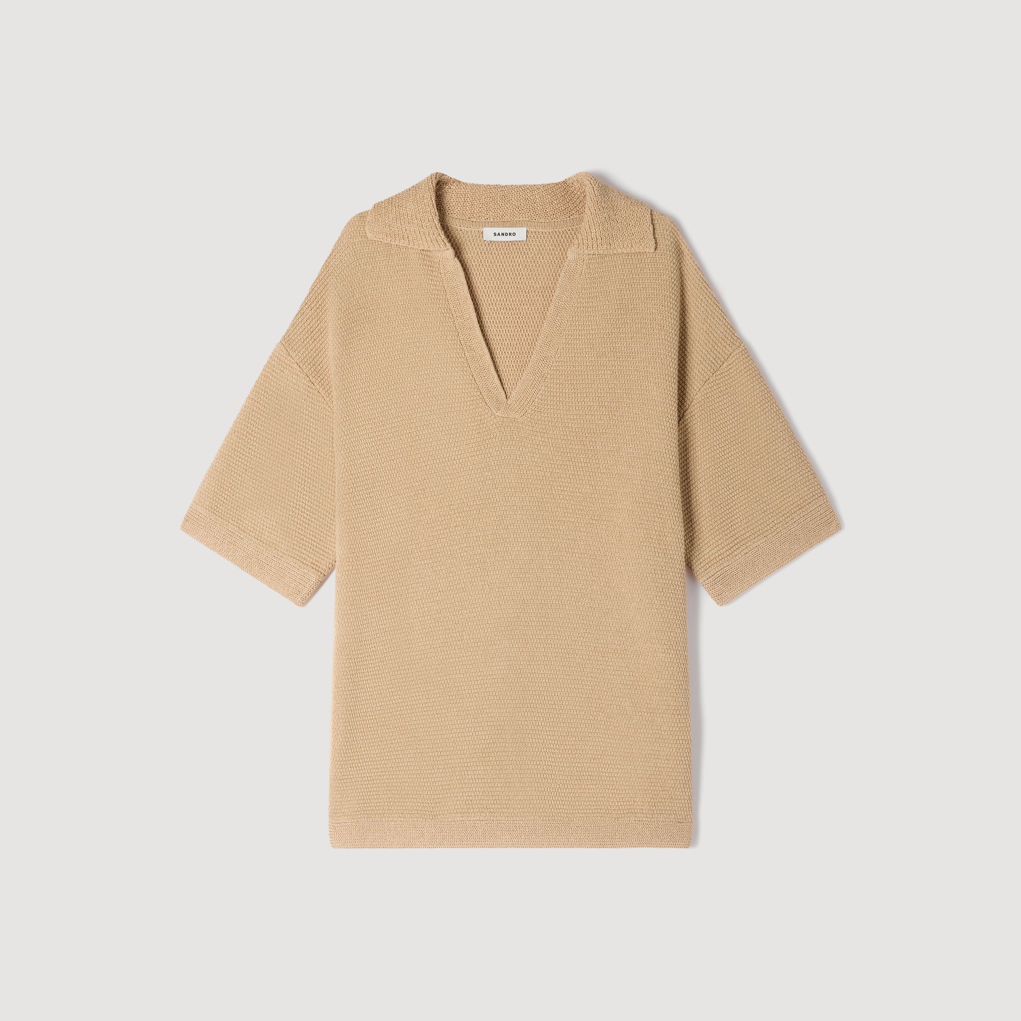 Jute-Effect Polo Shirt : Sweaters & Cardigans color Beige