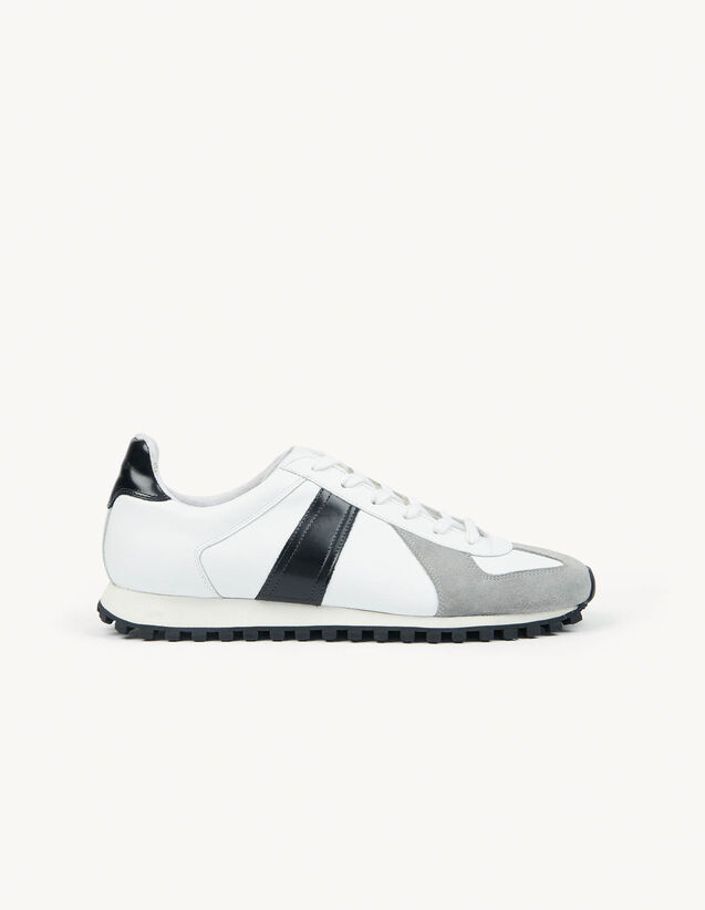 Leather Trainers : Shoes color White/Black/grey