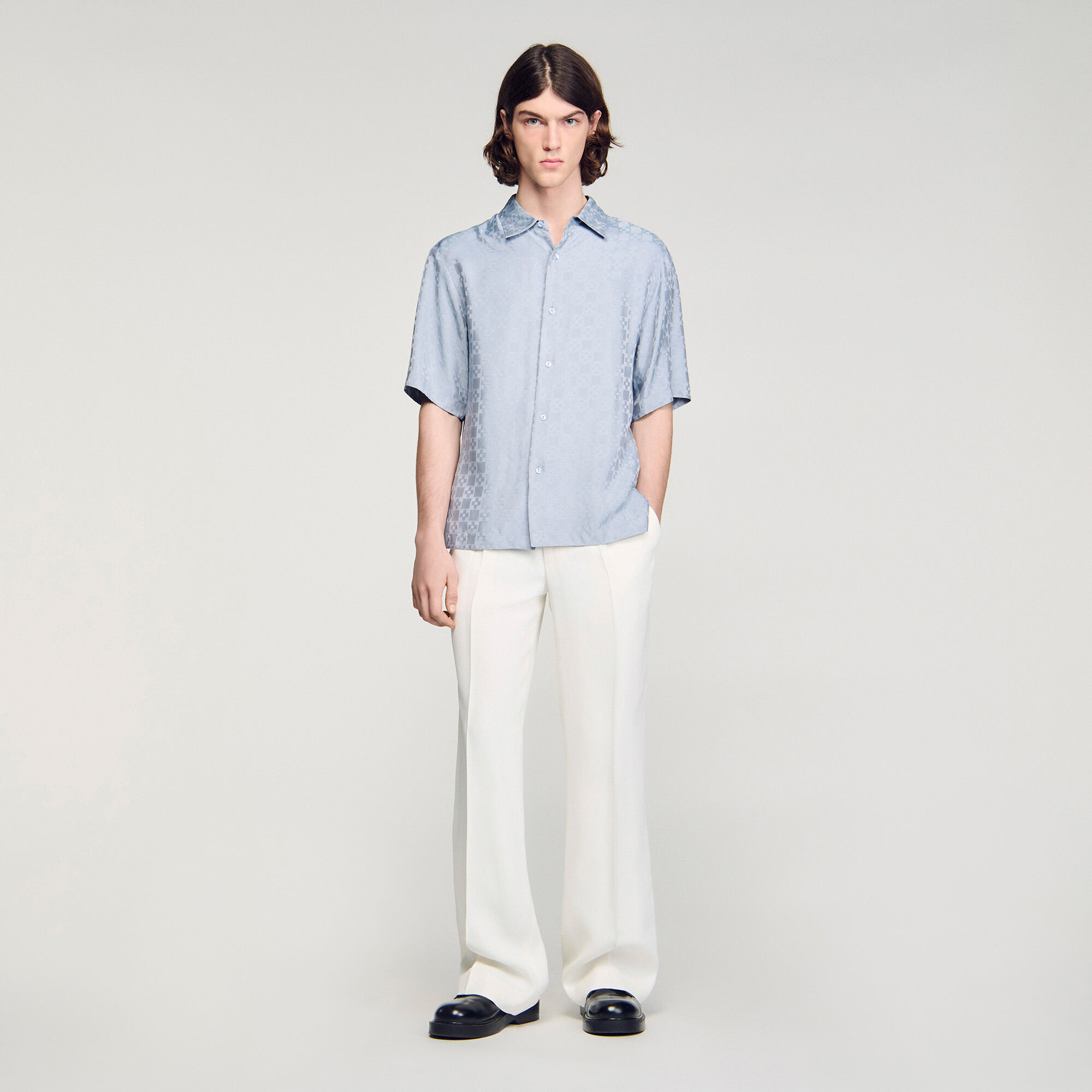 Square Cross Loose-Fit Shirt : Shirts color white