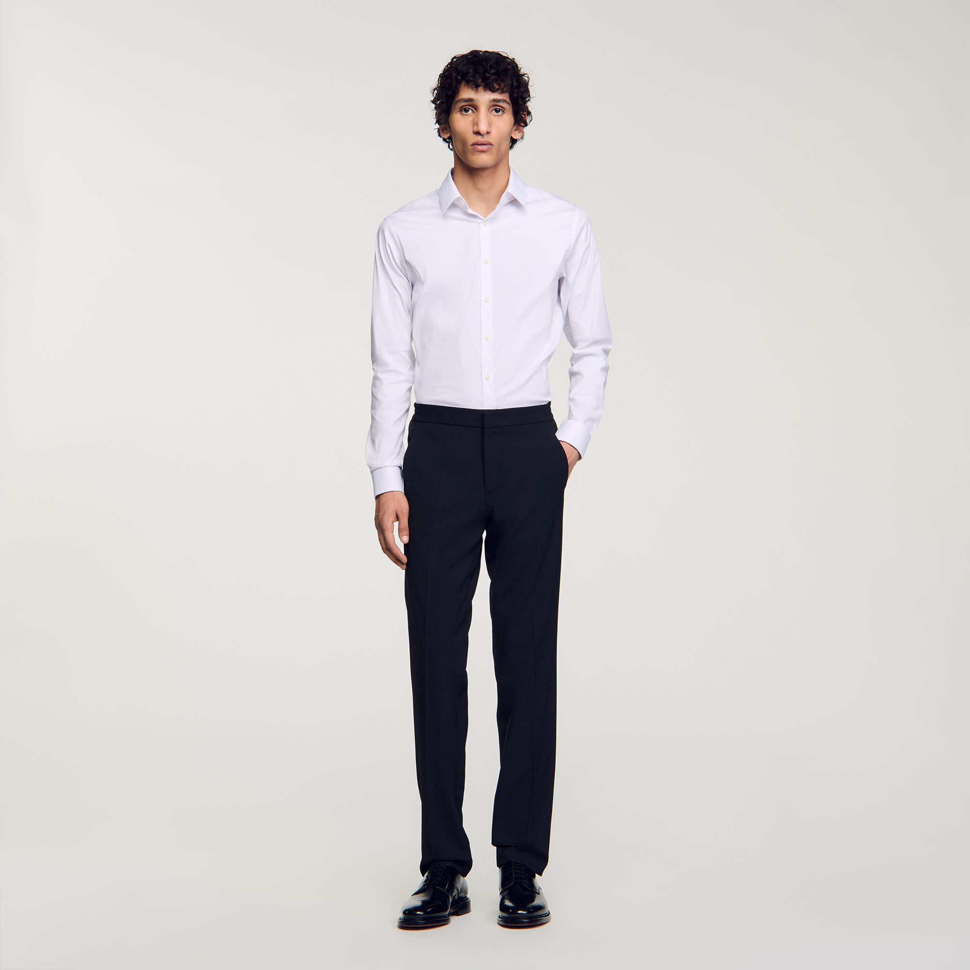 Fitted Stretch Cotton Shirt : Shirts color white