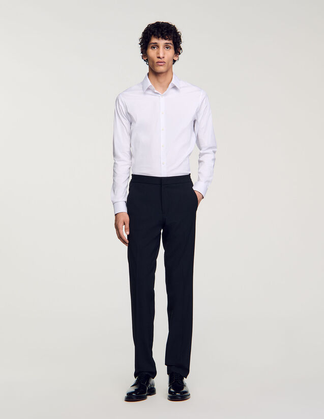 Fitted Stretch Cotton Shirt - SHPCM00858 | sandro-paris.com Fitted Stretch Cotton Shirt : Shirts color white