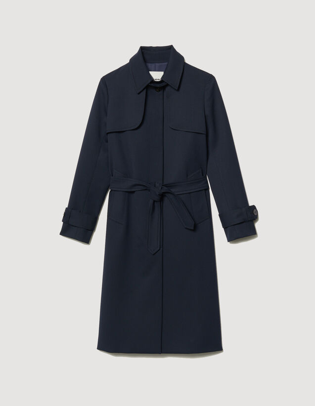 Trench Coat With Pleated Inset : Coats color Navy Blue