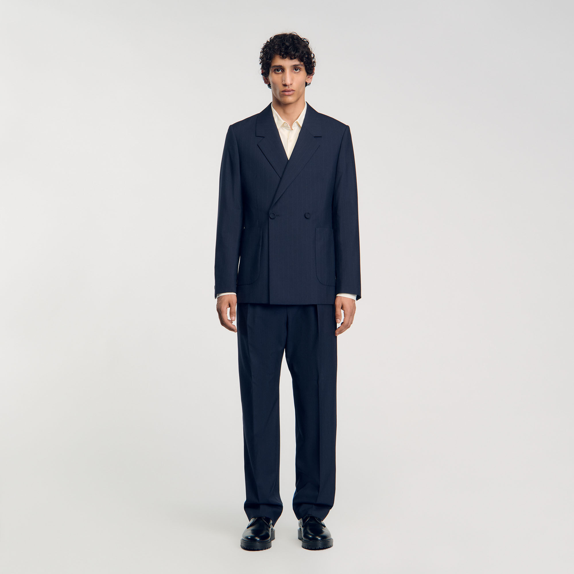 Double-Breasted Suit Jacket : Jackets & Coats color Navy Blue