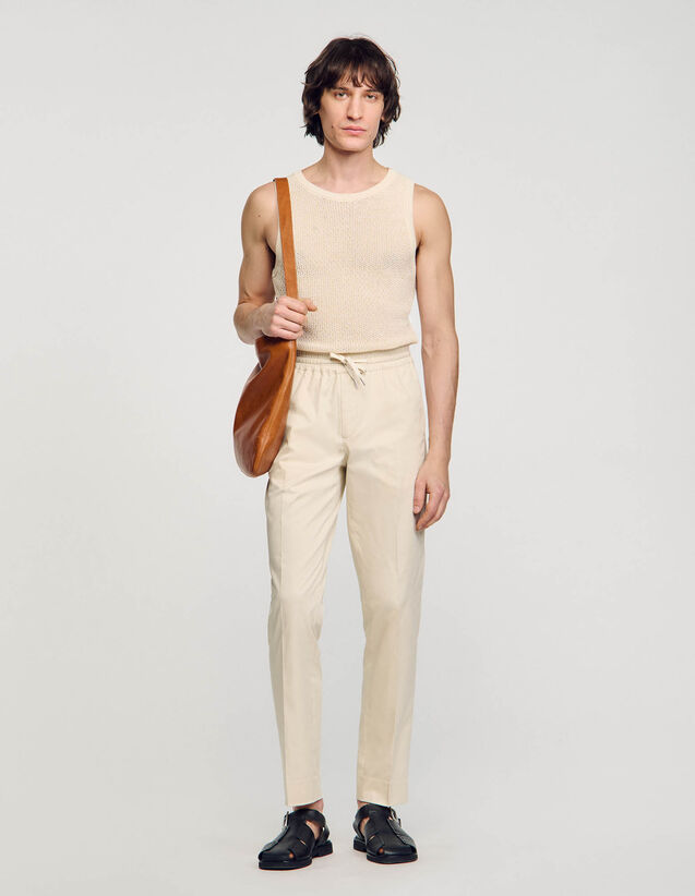 Elasticated Straight-Leg Trousers - SHPPA01116 | sandro-paris.com Elasticated Straight-Leg Trousers : Pants & Shorts color Light Beige