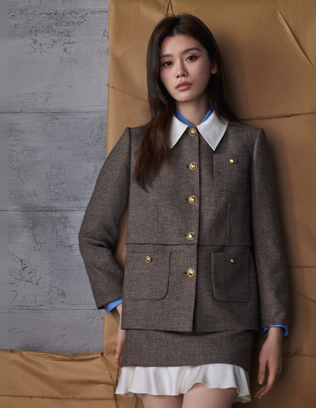 Houndstooth Suit Jacket - SFPVE01235 | sandro-paris.com Houndstooth Suit Jacket : Blazers & Jackets color Brown