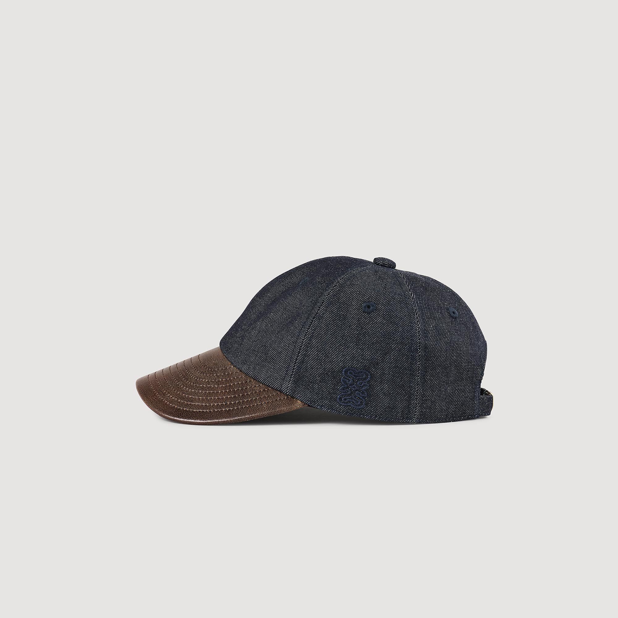 Denim And Leather Cap : Other Accessories&nbsp; color Deep blue