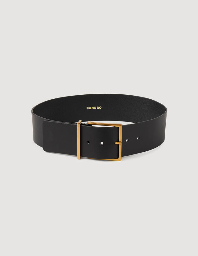 Wide Leather Belt : Belts color Black