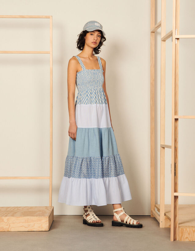 Long Dress With Straps : Dresses color Ecru / Bleu