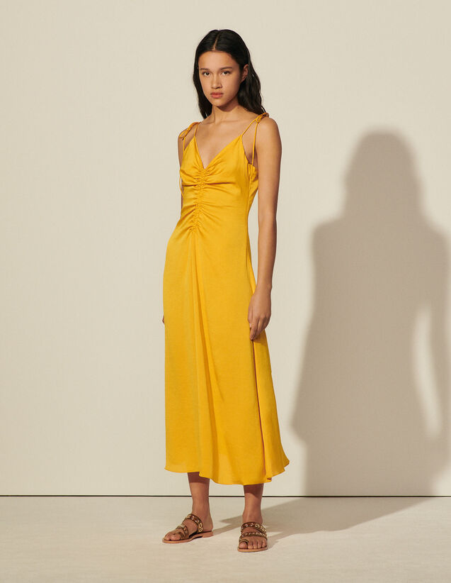 Long Dress With Narrow Straps : Dresses color Mustard