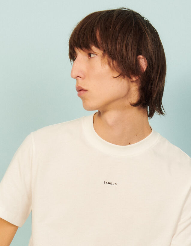 Sandro Embroidered T-Shirt : T-shirts & Polo shirts color white