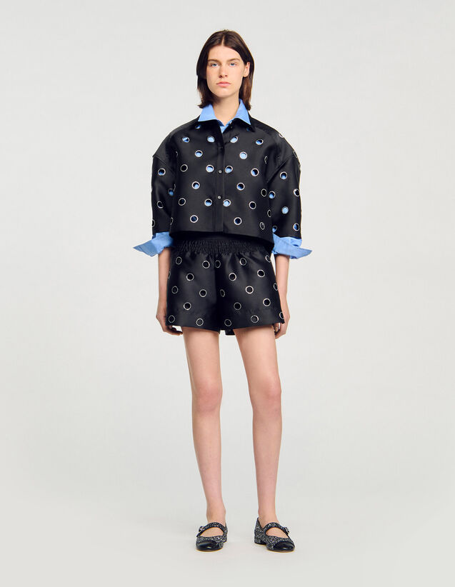 Rhinestone Shorts - SFPSH00547 | sandro-paris.com Rhinestone Shorts : Skirts & Shorts color Black