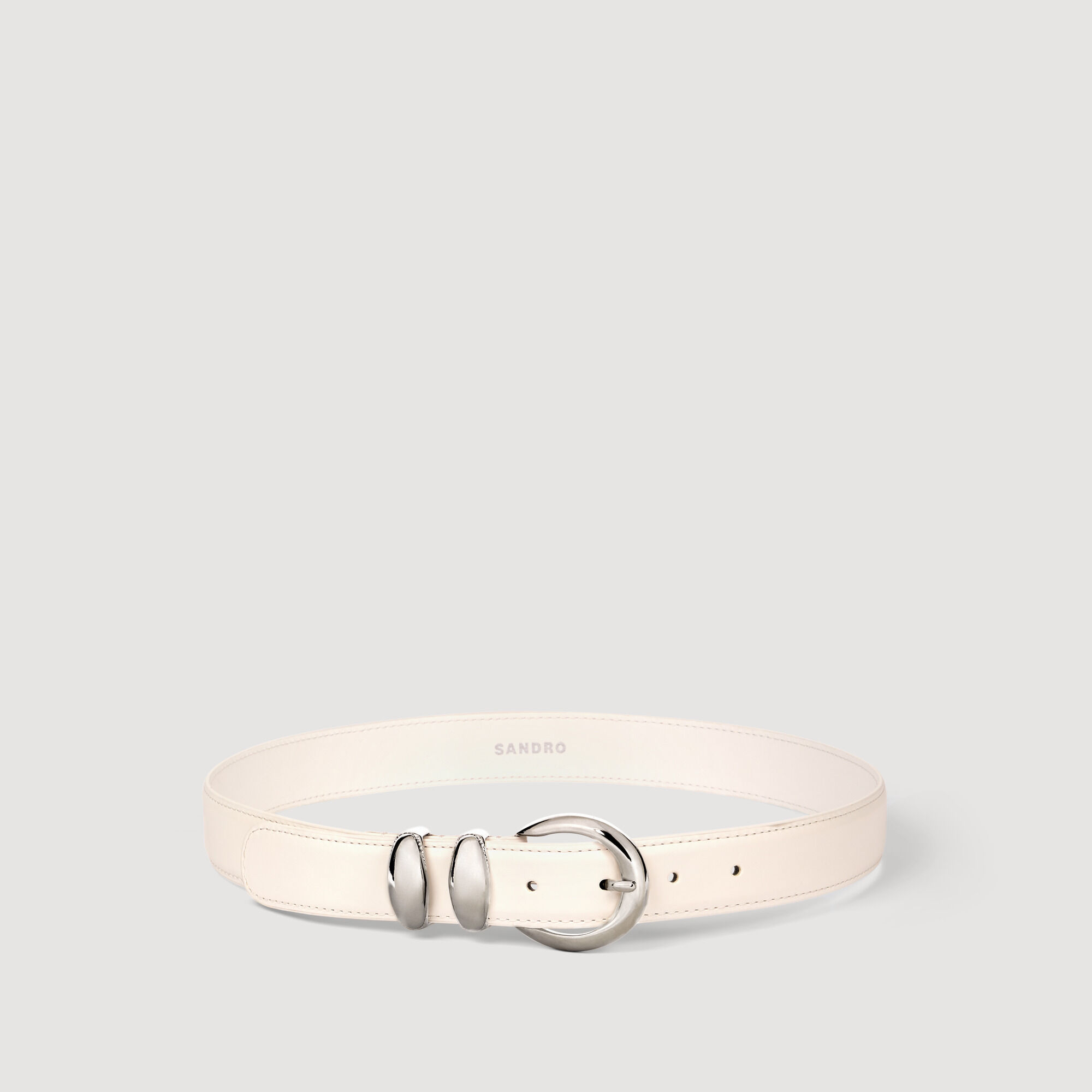 Leather Belt With Metal Buckle : Belts color white