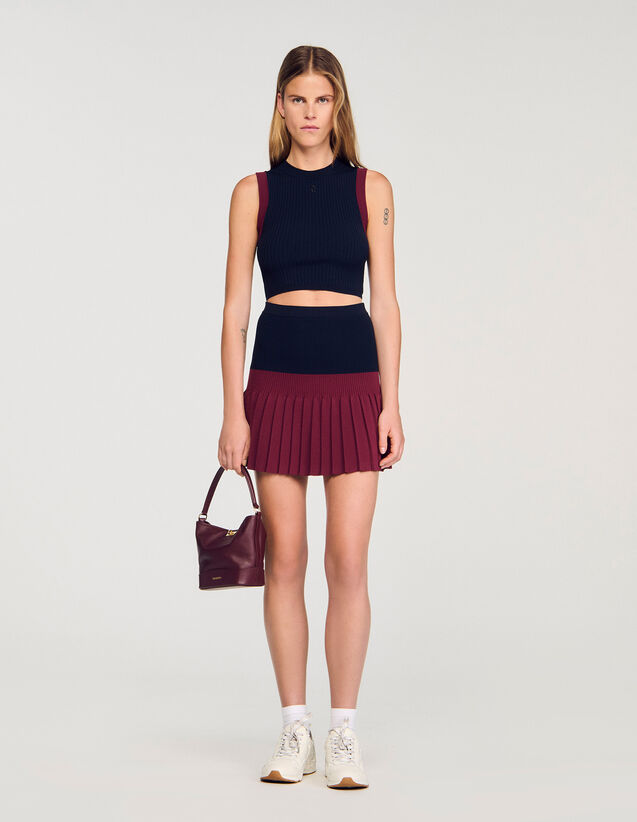 Two-Tone Knit Top - SFPPU02643 | sandro-paris.com Two-Tone Knit Top : Sweaters & Cardigans color Navy Blue