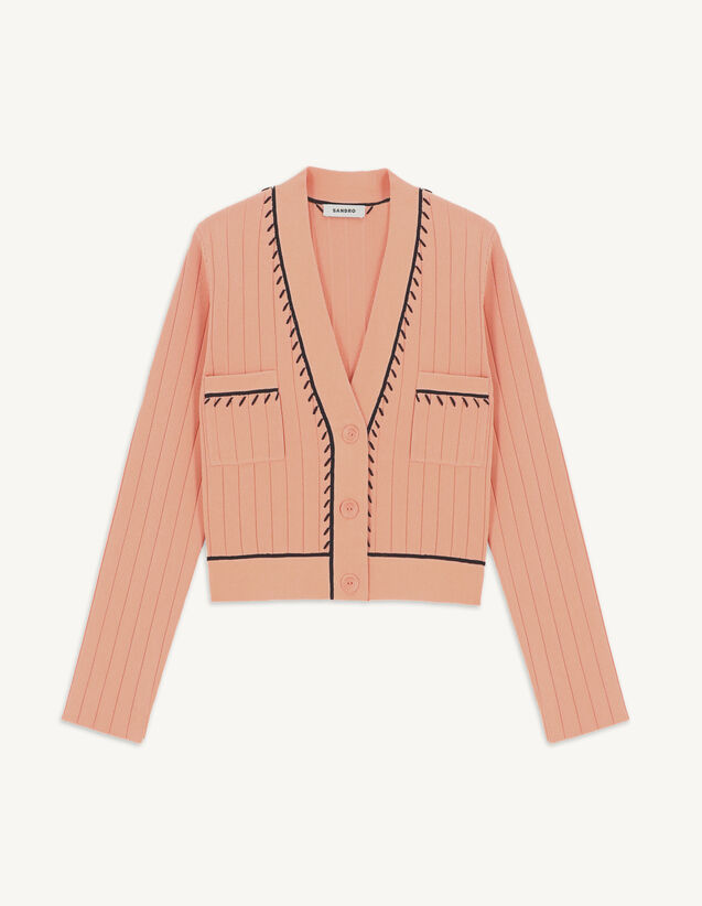 Embroidered Cardigan : Sweaters & Cardigans color Salmon