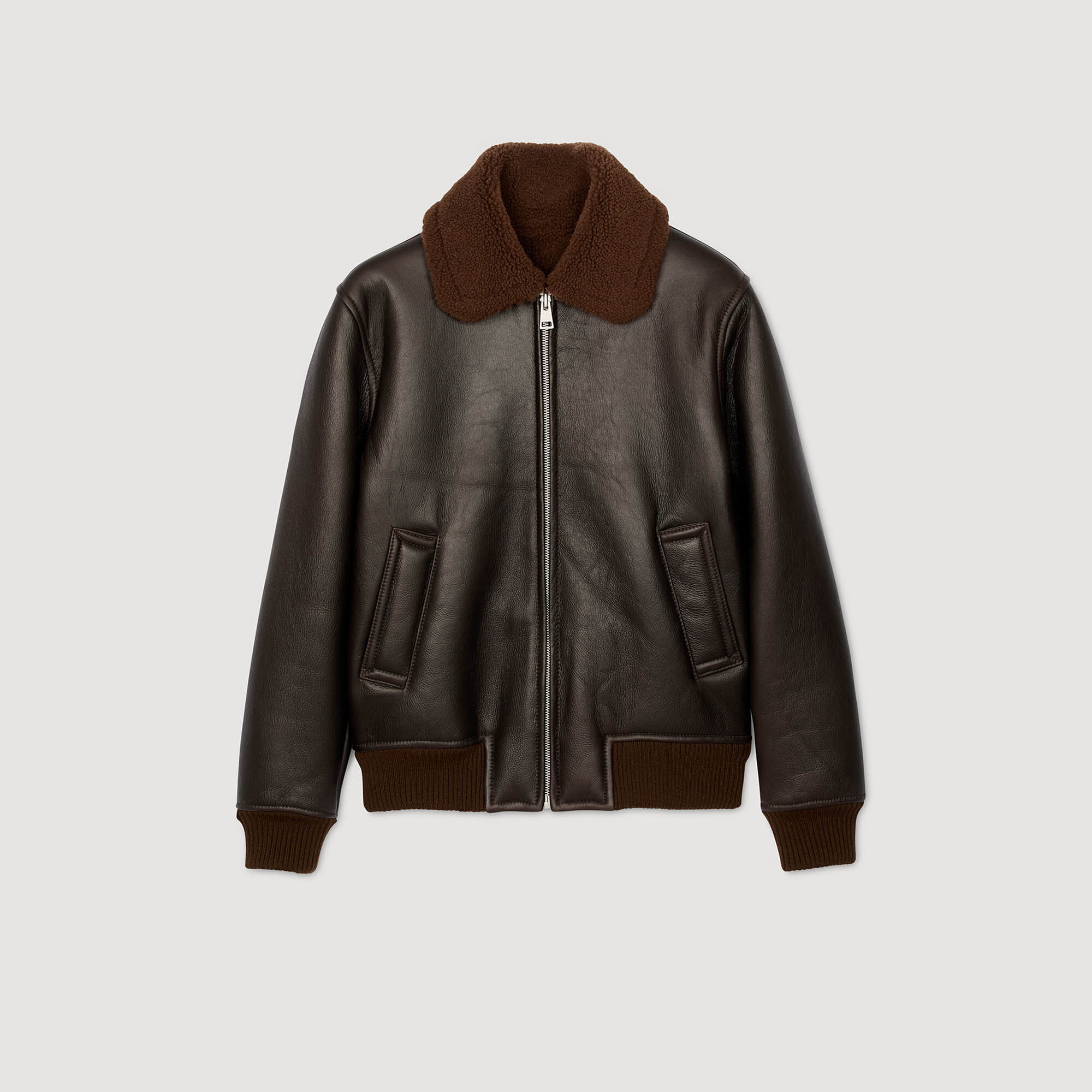 Reversed Leather Jacket : Jackets & Coats color Chocolate