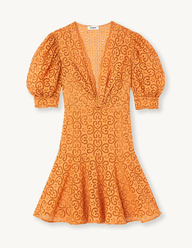 Short Broderie Anglaise Dress : Dresses color Orange