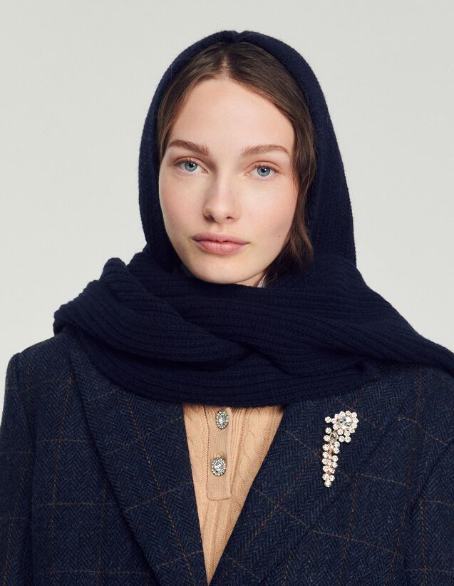 Knit Hooded Scarf : Scarves color Navy Blue