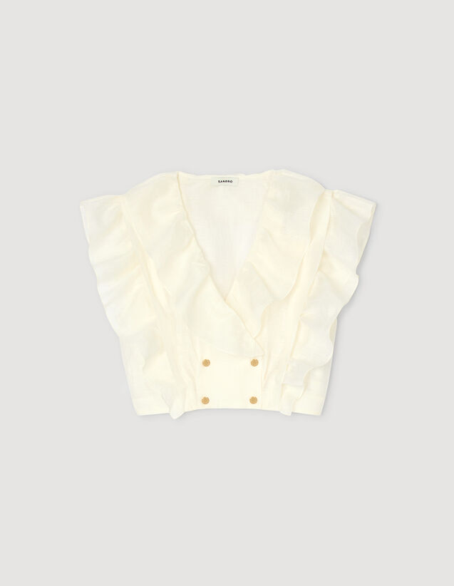 Ruffle Crop Top : Tops & T-shirts color white