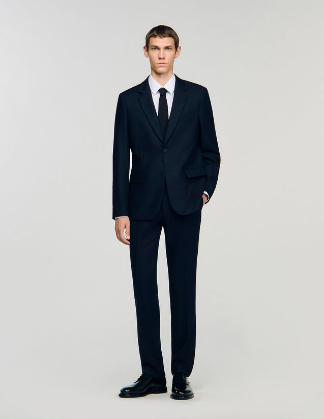 Virgin Wool Suit Jacket - SHPVE01221 | sandro-paris.com Virgin Wool Suit Jacket : Suits & Tuxedos color Navy Blue