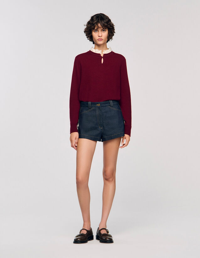 Ruffled-Neck Jumper - SFPPU02747 | sandro-paris.com Ruffled-Neck Jumper : Sweaters & Cardigans color Bordeaux