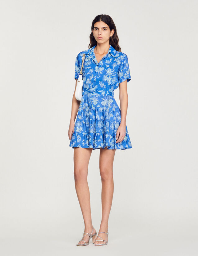 Short Printed Dress : Dresses color Blue